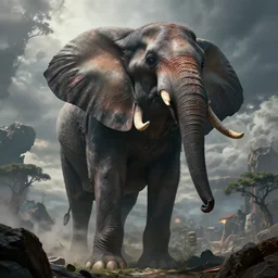 epic professional digital fantasy art of an immense overwhelmingly large elephant bird, hd, 4 k, artstation, fantastic, detailed, scary, epic