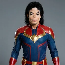 professional photograph of Michael Jackson as Captain Marvel in the avengers