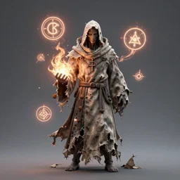 A necromancer pulsing with necrotic energy, Art by Kelly Mckernan, power auras, sigils, tattered cloth robes, substance 3d painter, PBR textures, Physical based rendering, cinematic, hyper realism, high detail, octane render, unreal engine, 8k, Vibrant colors, Smooth gradients, High contrast, depth of field, aperture f2.8