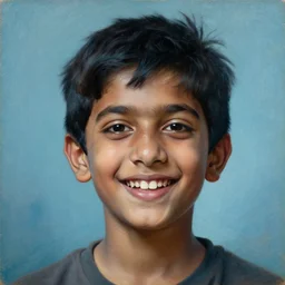 a beautiful cinematic masterpiece headshot portrait of a happy stoner indian boy tripping, centered, head only, by rembrandt, by valentin de boulogne, by greg rutkowski, oil on canvas, brilliant cold lighting, hyper - detailed, no frames, 8 k