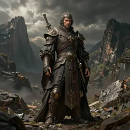turbulence filter, simulation, costume design made by complexity, sophisticated composition, old masters light composition, procedurally generated, drama character posing for concept art, dramatic mountains behind, substance designer, PBR, HD, Ultra detailed, hyperrealistic, megascans, volumetric light, concept by master artist, made in paint tool SAI2, trending pixiv aesthetic face