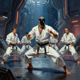 futuristic dojo, cyberpunk, painting by greg rutkowski, j. c. leyendecker, artgerm