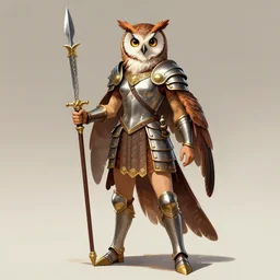 female birdkin!!! female birdfolk!!! anthro!!!!!!!! avian, bird, owl!!!!! detailed fursona design!! furaffinity!!!! roman armor, Lorica segmentata! subject holding gladius! beautiful full body portrait commission!! head visible!!!