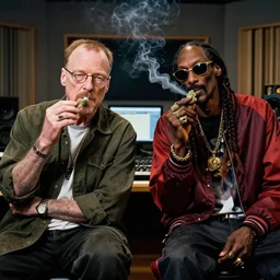 walter white smoking weed with snoop dogg in the music studio, walter white, snoop dogg, smoking weed, music studio, photo
