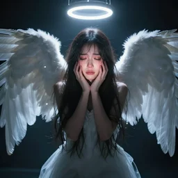 i, cry, when angels deserve to die,, symmetric, dynamics lighting, cinematic,