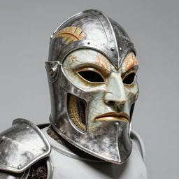 fantasy art ultra 4 k colorful photo of a bizarre viking warrior knight metal armor mask made of ceramic carved by h. r. giger