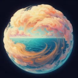sperical hdri map, epic smooth illustration, ocean, mattepainting, fall vibrancy, swirly latte art cotton candy clouds, by james jean, by lisa frank, by greg rutkowski, by wlop, by namek