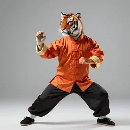 a real kung - fu tiger wearing traditional chinese clothes