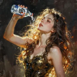 hastur throwing back an ice cold natty lite, character art, concept art, painting by Ruan Jia