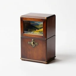 vintage jack-in-the-box, photorealistic, isolated on a pure white background, centered, entire object in frame, sharp focus, soft studio lighting