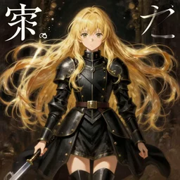 baroque oil painting japanese light novel cover full body illustration lotr anime key visual stunning action shot | young girl black military crusader maid with long flowing blonde hair | symmetrical perfect face fine detail delicate features quiet gaze | gapmoe kuudere moody dynamic lighting bokeh | trending pixiv fanbox | by greg rutkowski makoto shinkai takashi takeuchi studio ghibli