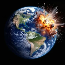 earth collide with moon, big impact and explosions, nasa image hd