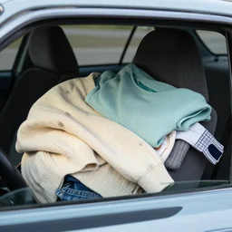 a car wearing clothes