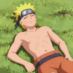 “shirtless buff Naruto oil panting”