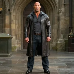 dwayne johnson as harry potter, full body shot, highly - detailed, sharp focus, award - winning