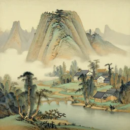 a gorgeous landscape painting by barlowe wayne maxfield parrish and marco mazzoni. chinese temple. the winding steps. ultra clear detailed. 3 d, octane render. turbulent blood lake.