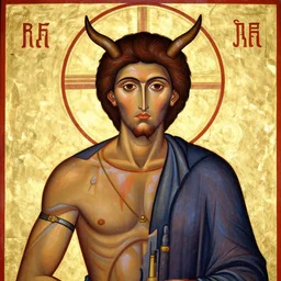 satan body, with alexander abdulov head, in icon style