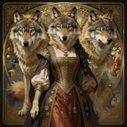 symmetry!! portrait of 1 5 0 0 furry wolf andalusian furry wolf girl in historical andalusian clothing, furry wolf girl, historical, intricate, highly detailed, dynamic lighting, digital art, digital painting, artstation, wlop, sharp focus, illustration, art by artgerm and greg rutkowski and alphonse mucha, 8 k