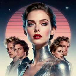 retrofuturistic portrait of a woman, retro cyberpunk, gradient space graphics in background, close up, quint buchholz, wlop, dan mumford, artgerm, liam brazier, peter mohrbacher, raw, featured on artstation, octane render, cinematic, elegant, intricate, 8 k