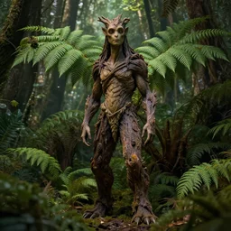 full body pose, hyperrealistic photograph fern gully, dim volumetric lighting, 8 k, octane beautifully detailed render, extremely hyper detailed, intricate, epic composition, cinematic lighting, masterpiece, trending on artstation, very very detailed, stunning, hdr, smooth, sharp focus, high resolution, award, winning photo, dslr, 5 0 mm