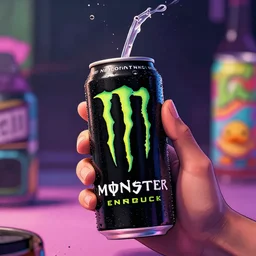 a colorful comic, duck drinks energy drink monster energy, by sachin teng, dark vibes, pastel lighting, cinematic, depth of field, 8 k, high contrest