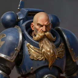 portrait of a warhammer space marine with a big moustache, concept art, moustache, fantasy, highly detailed, cinematic lighting, digital painting by greg rutkowski