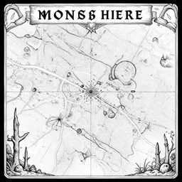 map, fantasy, line art, there be monsters here