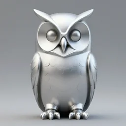 symmetrical detailed sculpture of an owl, made of Adamantium