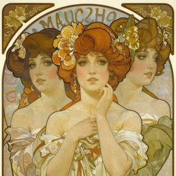 beautiful women with oriental faces, character portrait, sharp, digital matte painting, art by alphonse maria mucha