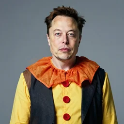 Elon musk in a clown outfit