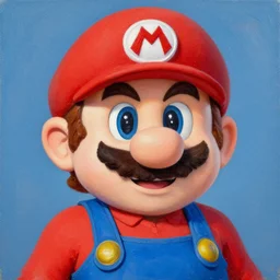 super mario portrait. palette knife oil painting on canvas by leonid afremov.