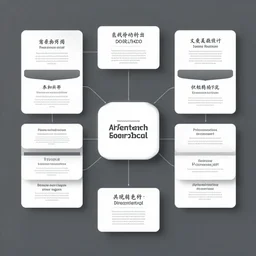 professional design for an academical concept map, minimalist aesthetic