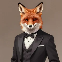 male fox wearing tuxedo, anime style, victorian era