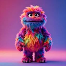 3 d model of a dopey sinister vibrant colored fur creature with long fur and souless eyes by alexander jansson : 1 | centered, psychedelic, colorful, matte background : 0. 9 | by jim henson : 0. 7 | dave melvin : 0. 4 | unreal engine, deviantart, artstation, octane, finalrender, concept art, hd, 8 k resolution : 0. 8