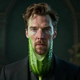hyperrealistic dslr film still of benedict cumberbatch as a cucumber, stunning 8 k octane comprehensive 3 d render, inspired by istvan sandorfi & greg rutkowski & unreal engine, perfect symmetry, dim volumetric cinematic lighting, extremely hyper - detailed, incredibly real lifelike attributes & texture, intricate, masterpiece, artstation, 8 k 8 5 mm f 1. 4