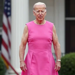 joe biden except he's wearing a pink dress
