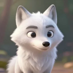 portrait of cute white wolf in the style of zootopia, volumetric light, artstation, concept art, 8 k, high detail, perfect