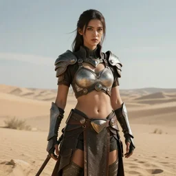beautiful warrior woman, standing in a barren wasteland, futuristic, photo - realistic, octane render, popular on art station