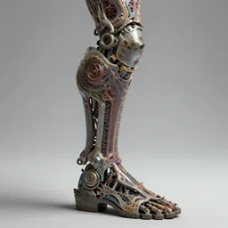 fantasy art hyper photorealistic ai created interesting bizarre prosthetic leg at a fractal fantastic art award winning best ultra detailed magnificent