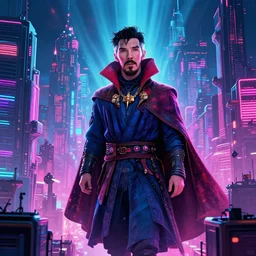 ( ( ( cityscape ) ) ), doctor strange, vaporwave, synthwave, glowing neon lights, detailed illustration, octane render, god rays, intricate, epic lighting, cinematic composition, hyper realistic, 8 k resolution, unreal engine 5, by artgerm, tooth wu, dan mumford, beeple, wlop, artstation