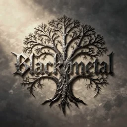 black metal band logo, unreadable text, metal font, looks like a tree silhouette, looks like varicose veins, letters with branches, complex, horizontal