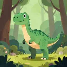 an illustration of a dinosaur i 0 z 8 in the woods, trending on artstation, central composition, very cartoon, shape focus, high detailed, by anton fadeev 9 uf 7