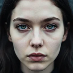 photograph of a young woman from iceland, 9 0 s goth, dof, sharp focus, highly detailed face, symmetric face, realistic iris, cinestill 8 0 0 t, photography by paolo roversi