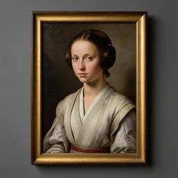 a portrait painting of young leia from star wars in a renaissance style hanging in the louvre