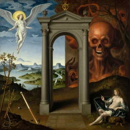a portal between paradise and hell, by hieronymus bosch, trending on artstation, trending on nightcafe, by alexander fedosa oil on canvas