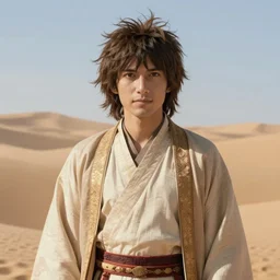 Portrait of Haku from Spirited away as a prince in the desert, highly detailed, smooth, sharp focus, artstation, illustration, digital art by WLOP