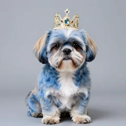 Professional Photograph of a Blue Shih Tzu wearing a crown