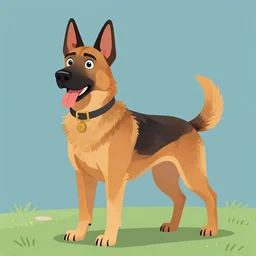 plott hound german shepard lab mix dog full color digital illustration in the style of don bluth, artgerm, artstation trending, 4 k