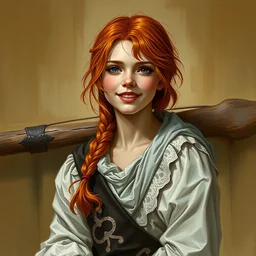 a young shy playful red head bard, portrait by daniel docciu and dave dorman and rossdraws
