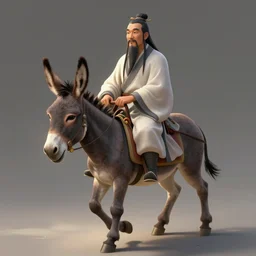 laozi ride a donkey, light effect, leisurely, highly detailed, digital painting, artstation, concept art, smooth, sharp focus, illustration